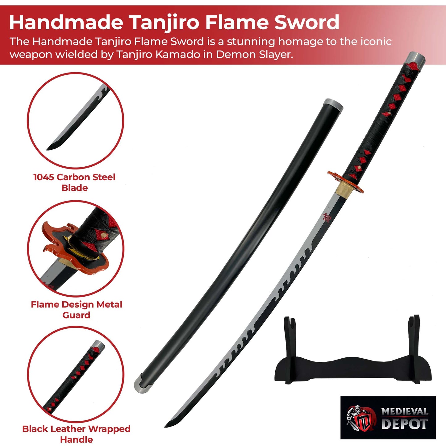 Tanjiro Kamado Flame Demon Slayer Handmade Katana