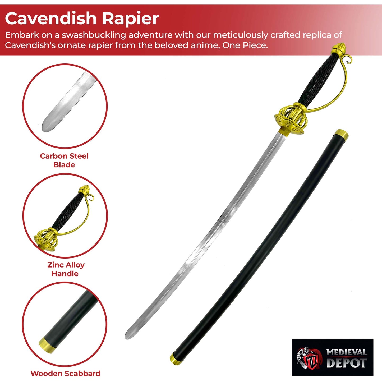 One Piece Anime Replica Cavendish Rapier