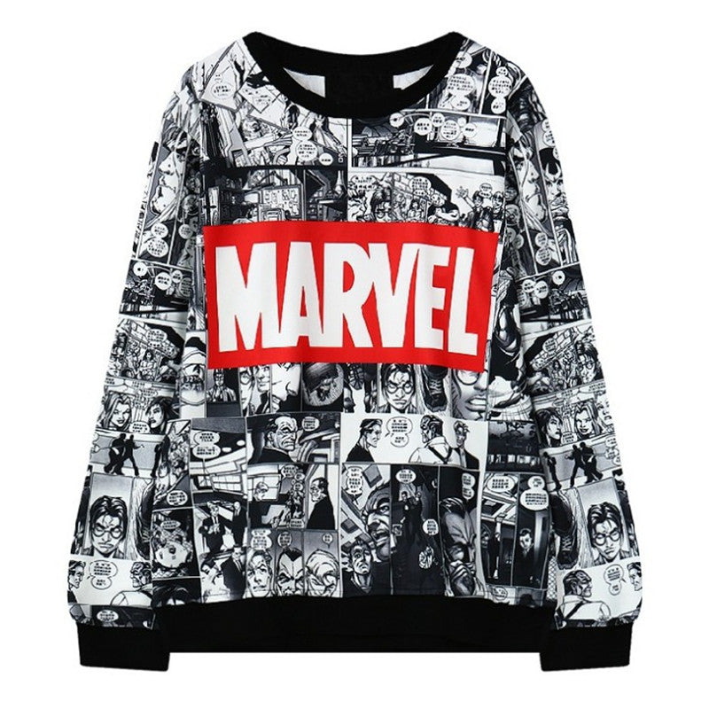 Woman Harajuku Anime Portrait Print Sweatshirts